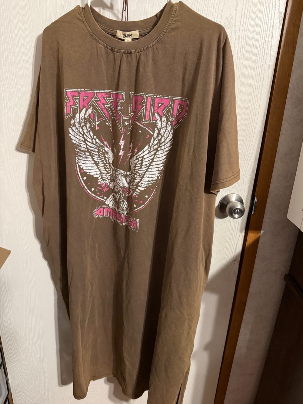 NWT Blue Velvet Freebird Applique Oversized T-Shirt Dress Pockets XL